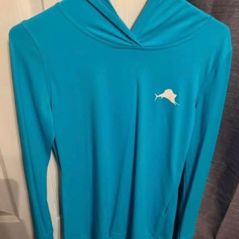 Blue Long Sleeve Hoodie with Fish Logo